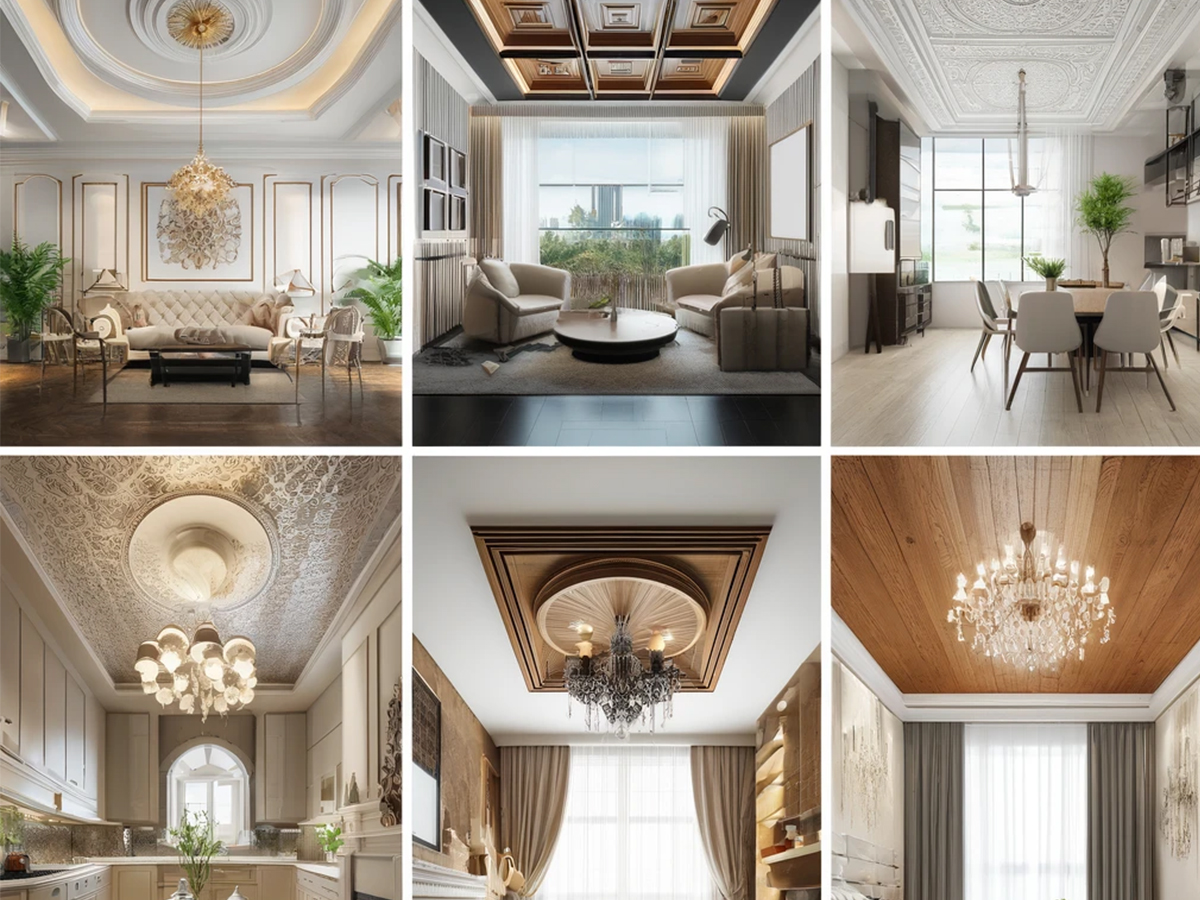 3D rendered interior showcasing innovative ceiling design as the fifth wall in interior design