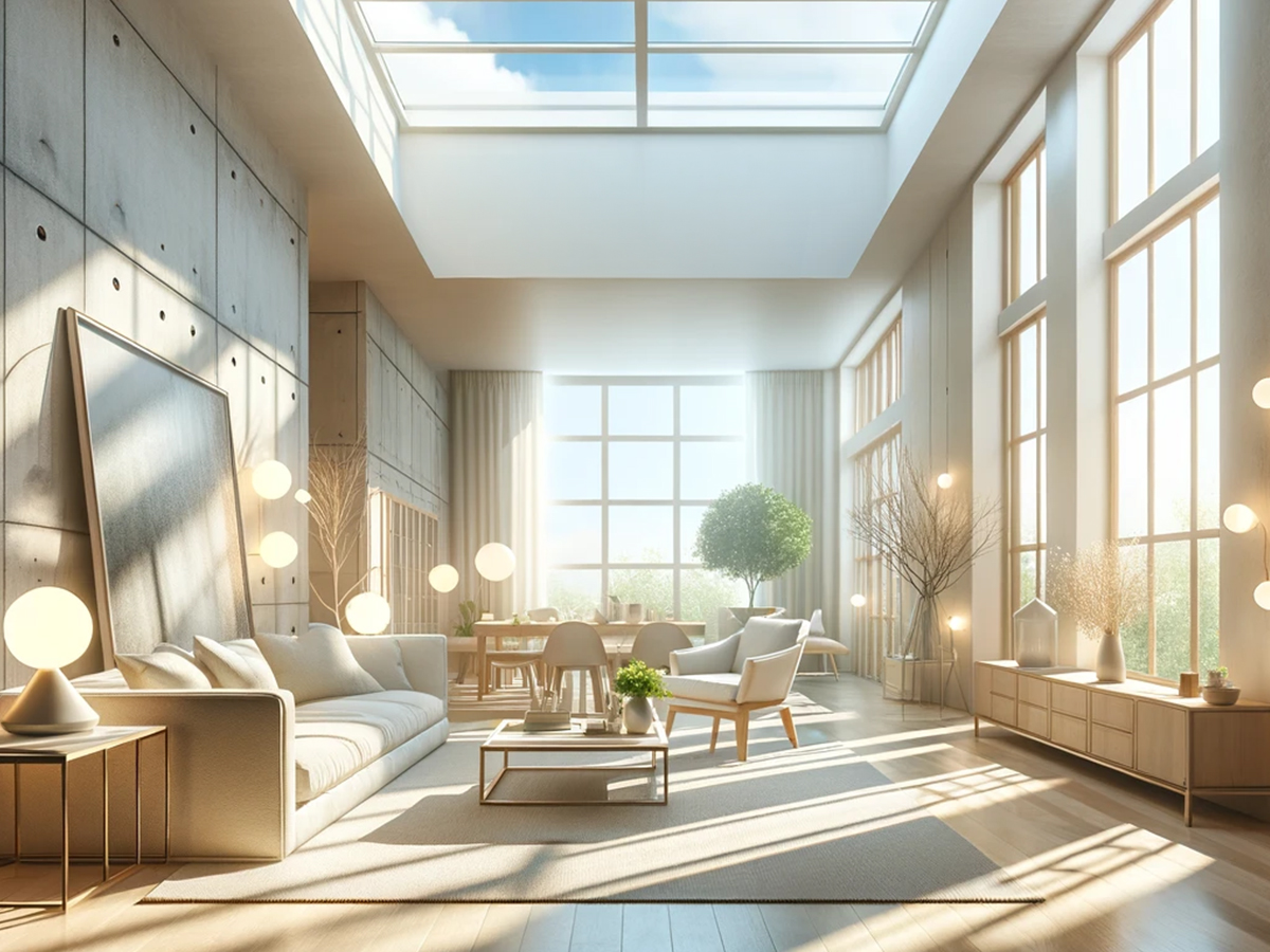 3D rendered interior design emphasizing natural light optimization strategies