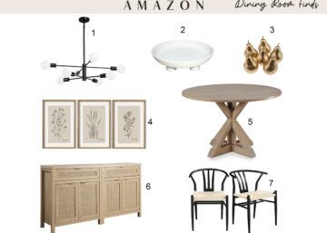 A curated collection of dining room decor items, including a stylish chandelier, elegant table, and decorative accents to enhance your dining experience.